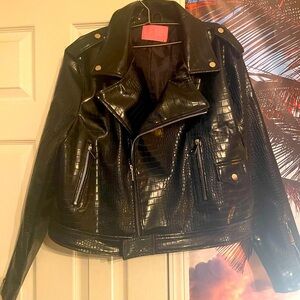 Crocodile skin leather jacket